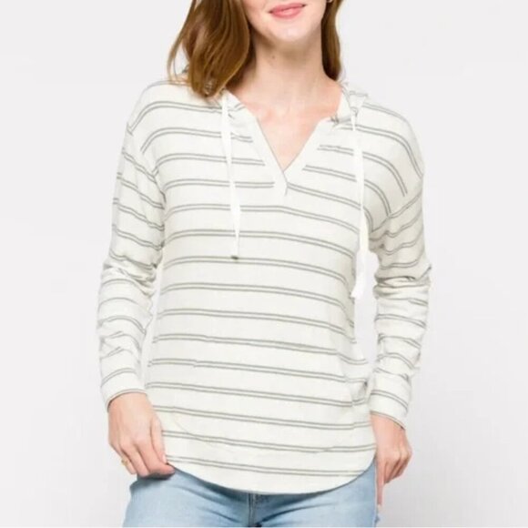 Market & Spruce Tops - NWT Market & Spruce Kallon Brushed Knit Striped Hoodie Sz. L